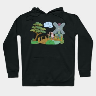 Schaf und Hase am See Hoodie